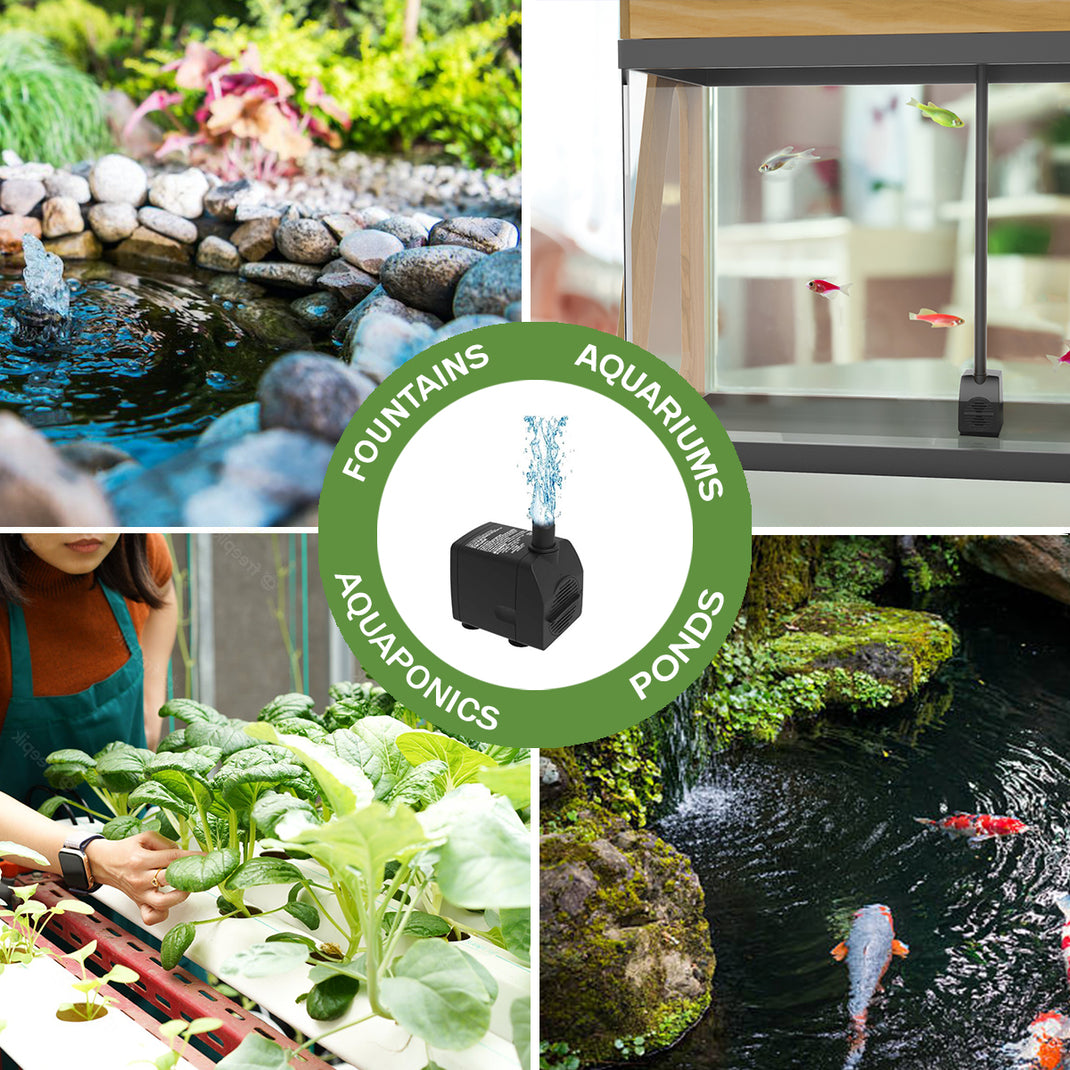 Submersible Water Pump Aquaponics, Hydroponics, Water Garden AquaSprouts